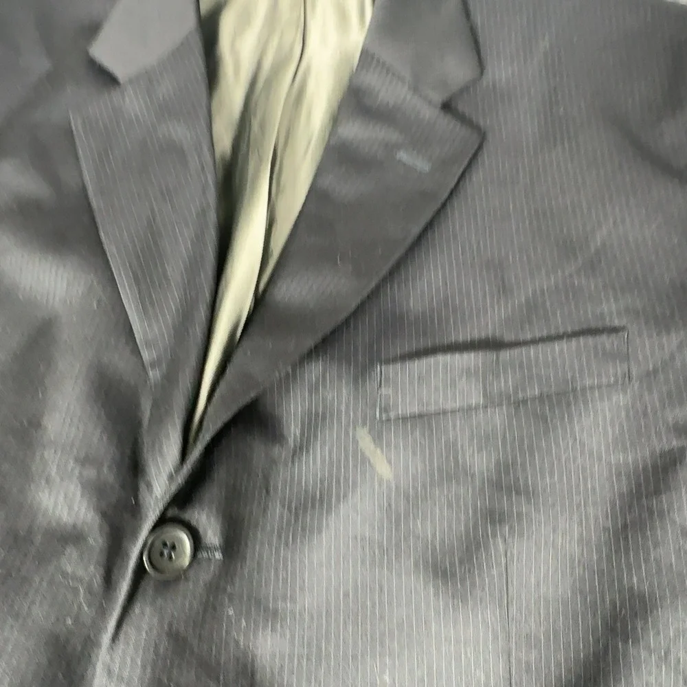 Banana Republic Pinstripe Blazer Mens 46R Navy Blue Wool Blend‎ Suit Jacket